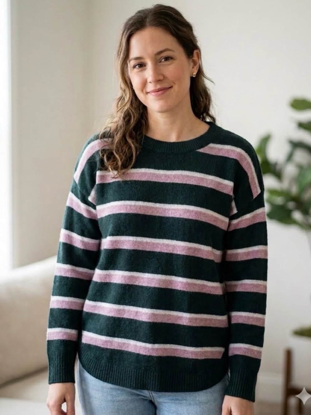 NEW Sonoma Dropped Shoulder Stripe Sweater.